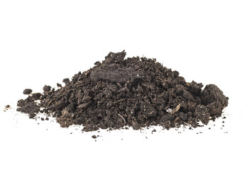 Heap of soil on a white background