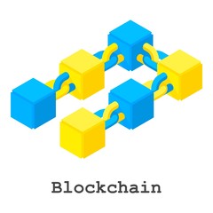 Blockchain icon, isometric style