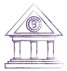 bank building with bitcoin money vector illustration design