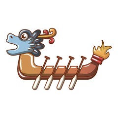 Dragon boat icon, cartoon style