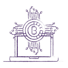 Fototapeta na wymiar laptop with bitcoin money vector illustration design