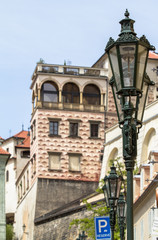 Lantern on a cozy street in Prague