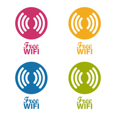 Freies WLAN Symbol - Bunte Vektor Illustration - Freigestellt auf wei&szlig;em Hintergrund