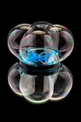 Bubbles on mirror with reflections