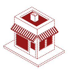 store building isometric icon vector illustration design