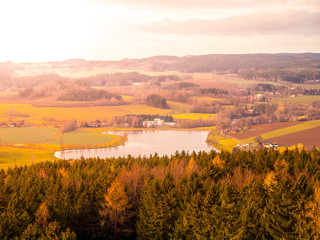 Naklejka premium Panoramic landscape of Vysocina Mounstains, Czech Republic.