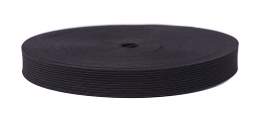 Black sewing elastic band isolated on white background.