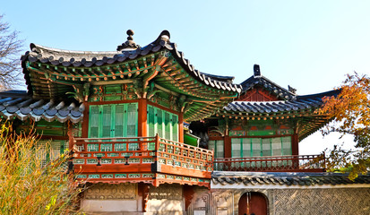 beautiful pavilions of ancient queen residence in changdeokgung  palace seoul korea