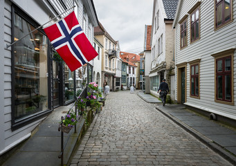 Flag of Norway in the streets of Bergen 