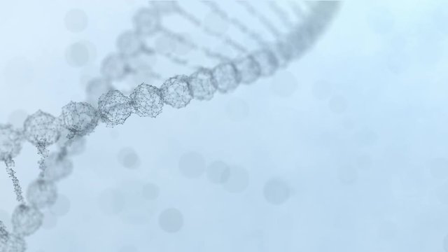 rotating plexus DNA chain with impulses running through - light blue version.