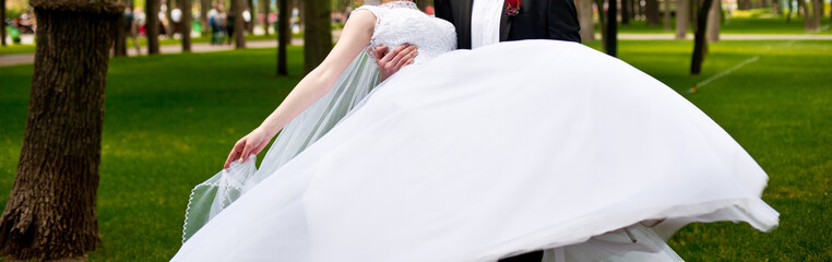 Bride and groom on wedding day