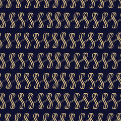 Hand drawing seamless vector pattern with gold ink calligraphic on blue background