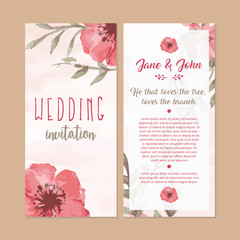 Floral wedding invitation card watercolor illustration