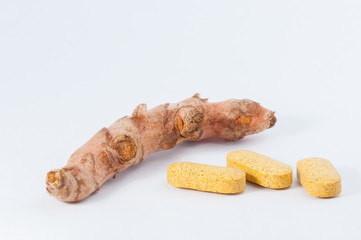 Turmeric in phitotherapy, nutrition, and in natural medicine in powder, tablet and pills