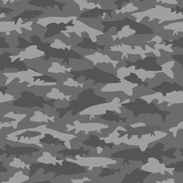Seamless pattern of fishing camouflage. Camo of fish