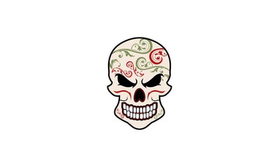 Head Skull Ornament Illustration Vector Logo, Illustration of Mexican sugar skull. Design element for logo, emblem, sign, poster, card, banner. Vector illustration