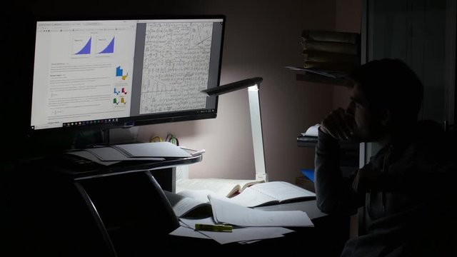 Student Late Night Study Mathematics For College Or High school