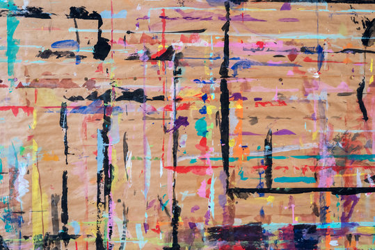 Abstract watercolor painting pattern texture on a wall in preschool