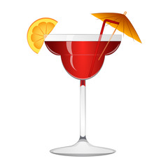 Red cocktail with an orange slice