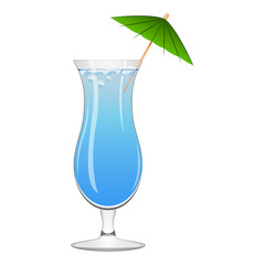 Blue cocktail with an umbrella