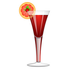 Red cocktail with an orange slice