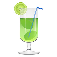 Green cocktail with a lemon slice