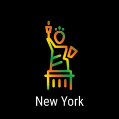 New York, United States Vector Line Icon