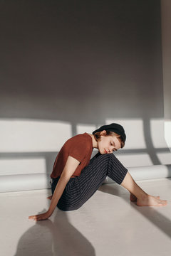 Studio portrait of beautiful young woman
