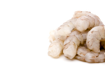 Raw Jumbo Shrimp on a White Background