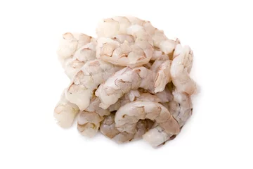 Rolgordijnen Raw Jumbo Shrimp on a White Background © pamela_d_mcadams