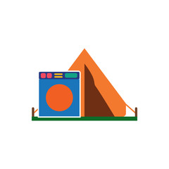 Laundry Camping Logo Icon Design