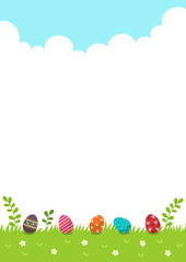 Happy Easter.Easter eggs with nature background