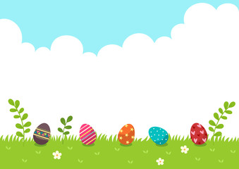 Happy Easter.Easter eggs with nature background