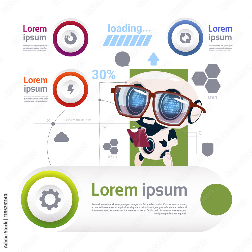 Poster set of template infographics with modern robot robotics technology artificial intelligence concept f