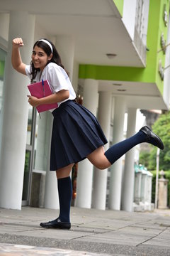 Cute Colombian Female Student Posing Wearing Uniform