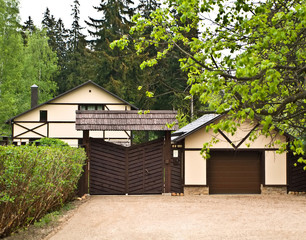 forest villa townhouse exterior with gateway