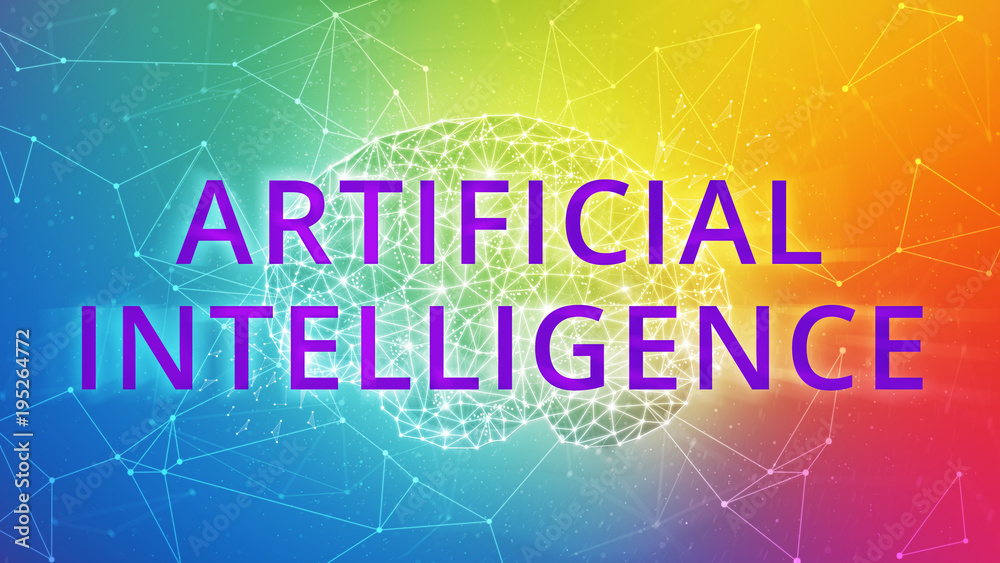 Poster blockchain technology network futuristic hud polygon human brain on peer to peer blockchain network 