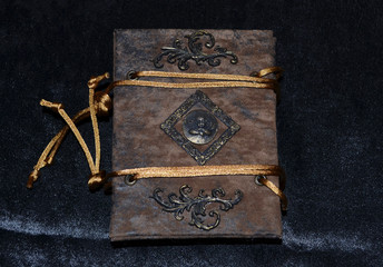 Old-looking handmade notebook, back view