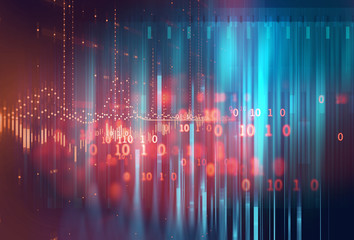 speed lines of light and stripes over technology background