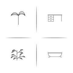 Furniture simple linear icon set.Simple outline icons