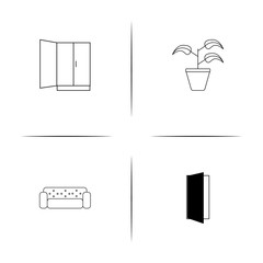 Furniture simple linear icon set.Simple outline icons