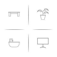 Furniture simple linear icon set.Simple outline icons