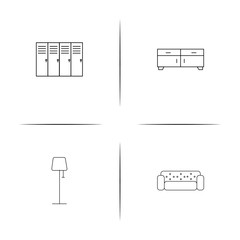 Furniture simple linear icon set.Simple outline icons