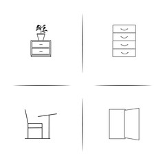 Furniture simple linear icon set.Simple outline icons