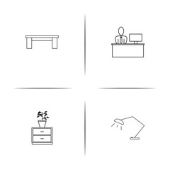 Furniture simple linear icon set.Simple outline icons