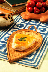  Garlic Chinese cake is also known as comb cake for its shape resembles the comb  used in olden days