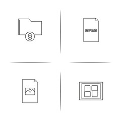 Files And Folders, Sign simple linear icon set.Simple outline icons