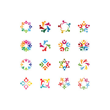 social relationship and teamwork logo design