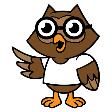 Cartoon Owl Wearing a T-Shirt