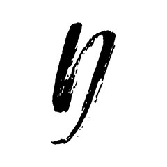 Letter d. Handwritten by dry brush. Rough strokes textured font. Vector illustration. Grunge style elegant alphabet.
